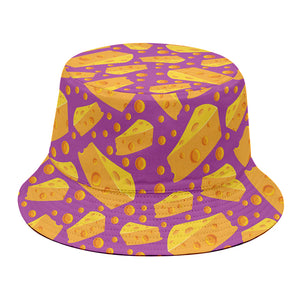 Purple Cheese And Holes Pattern Print Bucket Hat