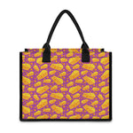 Purple Cheese And Holes Pattern Print Canvas Tote Bag