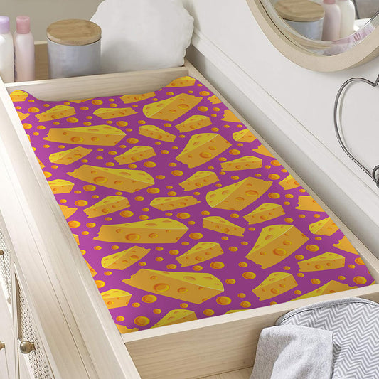 Purple Cheese And Holes Pattern Print Changing Pad Cover