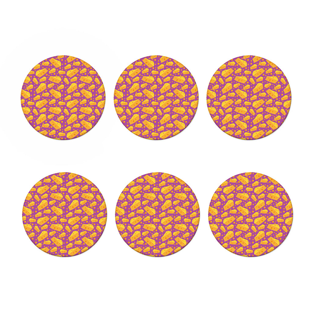 Purple Cheese And Holes Pattern Print Coaster Set