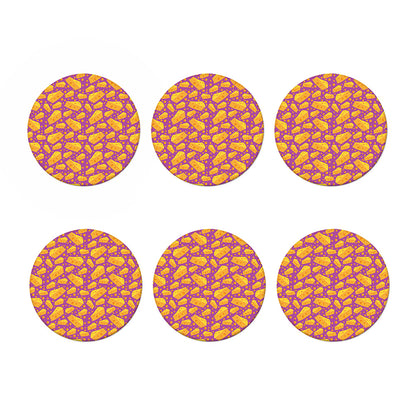 Purple Cheese And Holes Pattern Print Coaster Set