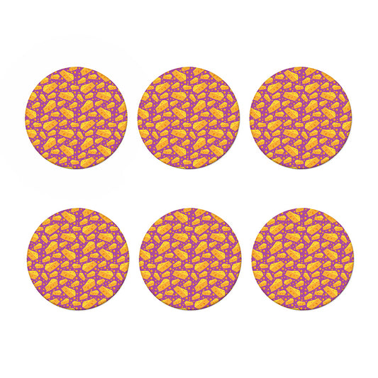 Purple Cheese And Holes Pattern Print Coaster Set