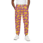 Purple Cheese And Holes Pattern Print Cotton Pants