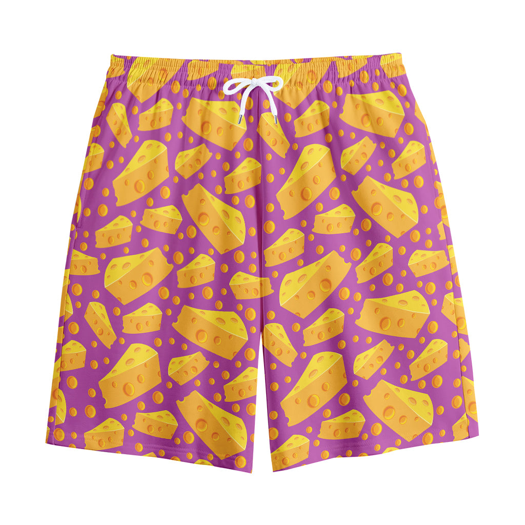 Purple Cheese And Holes Pattern Print Cotton Shorts