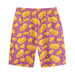 Purple Cheese And Holes Pattern Print Cotton Shorts