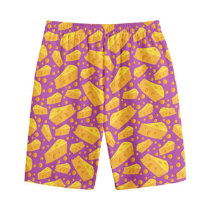 Purple Cheese And Holes Pattern Print Cotton Shorts