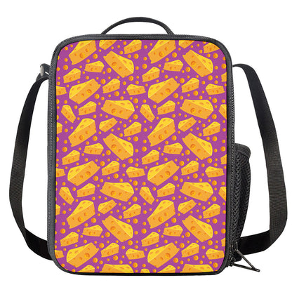 Purple Cheese And Holes Pattern Print Crossbody Lunch Bag
