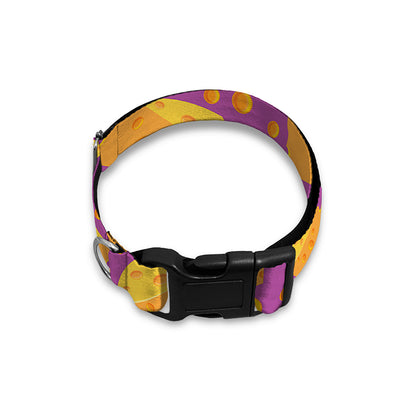 Purple Cheese And Holes Pattern Print Dog Collar