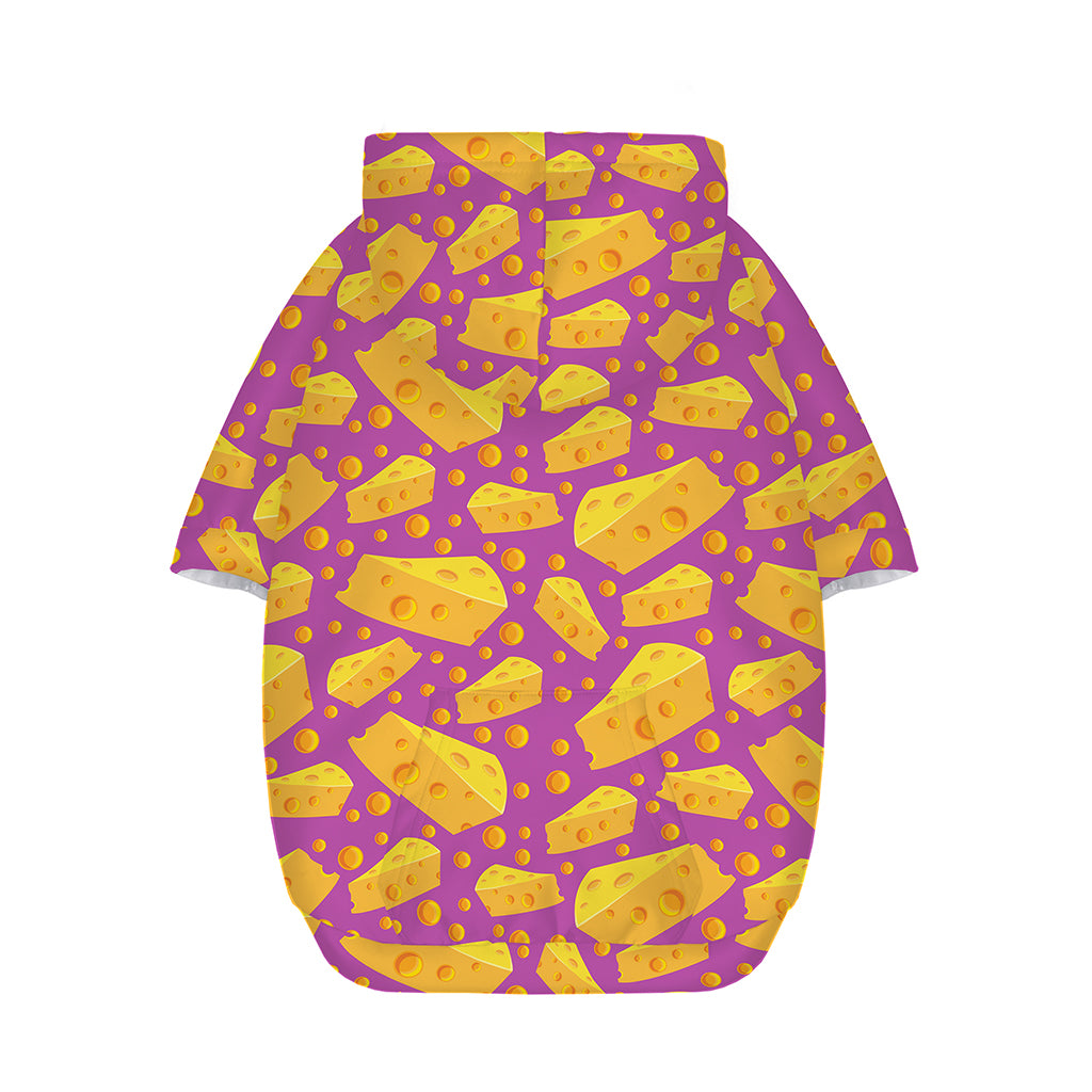 Purple Cheese And Holes Pattern Print Dog Zip Up Hoodie