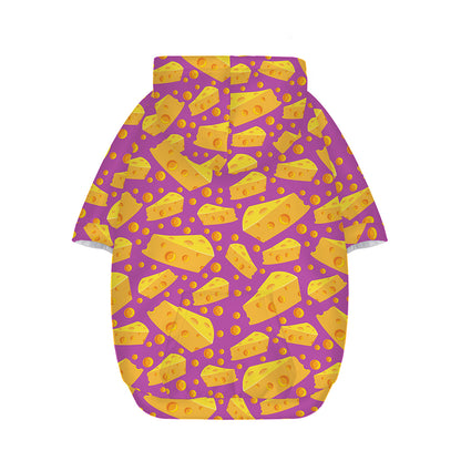 Purple Cheese And Holes Pattern Print Dog Zip Up Hoodie