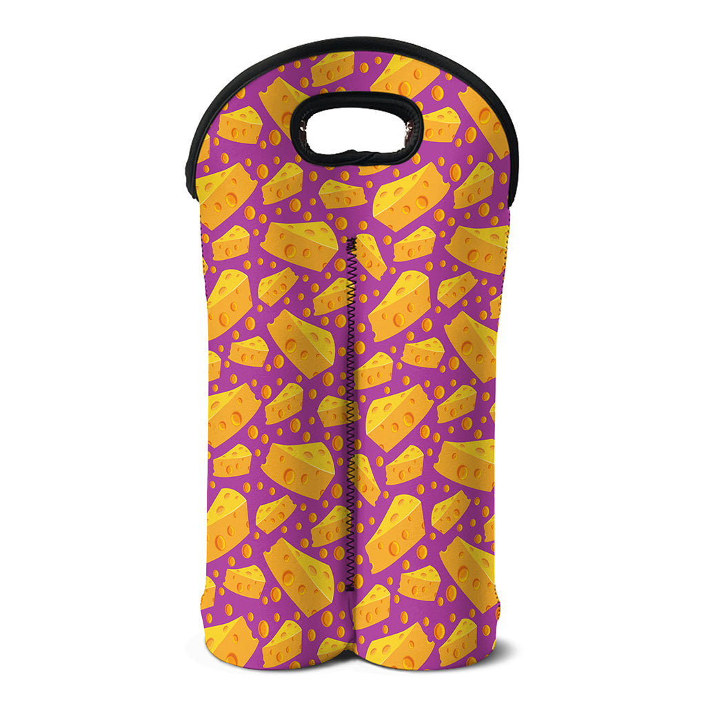 Purple Cheese And Holes Pattern Print Double Neoprene Wine Tote