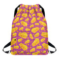 Purple Cheese And Holes Pattern Print Drawstring Backpack