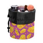 Purple Cheese And Holes Pattern Print Drawstring Makeup Bag
