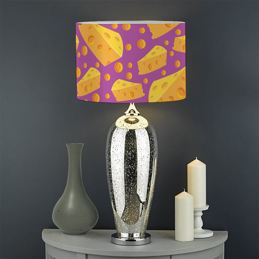 Purple Cheese And Holes Pattern Print Drum Lamp Shade