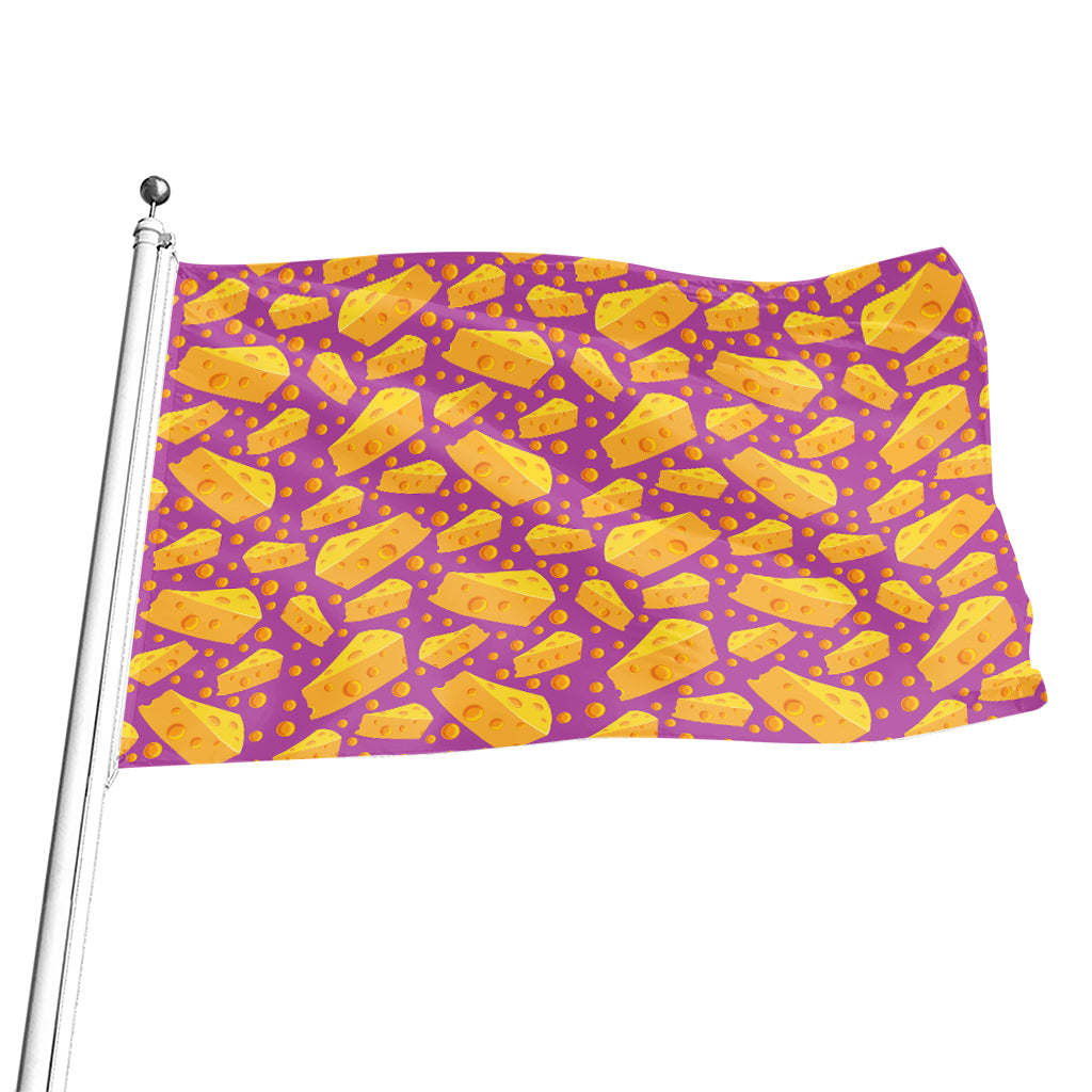 Purple Cheese And Holes Pattern Print Flag