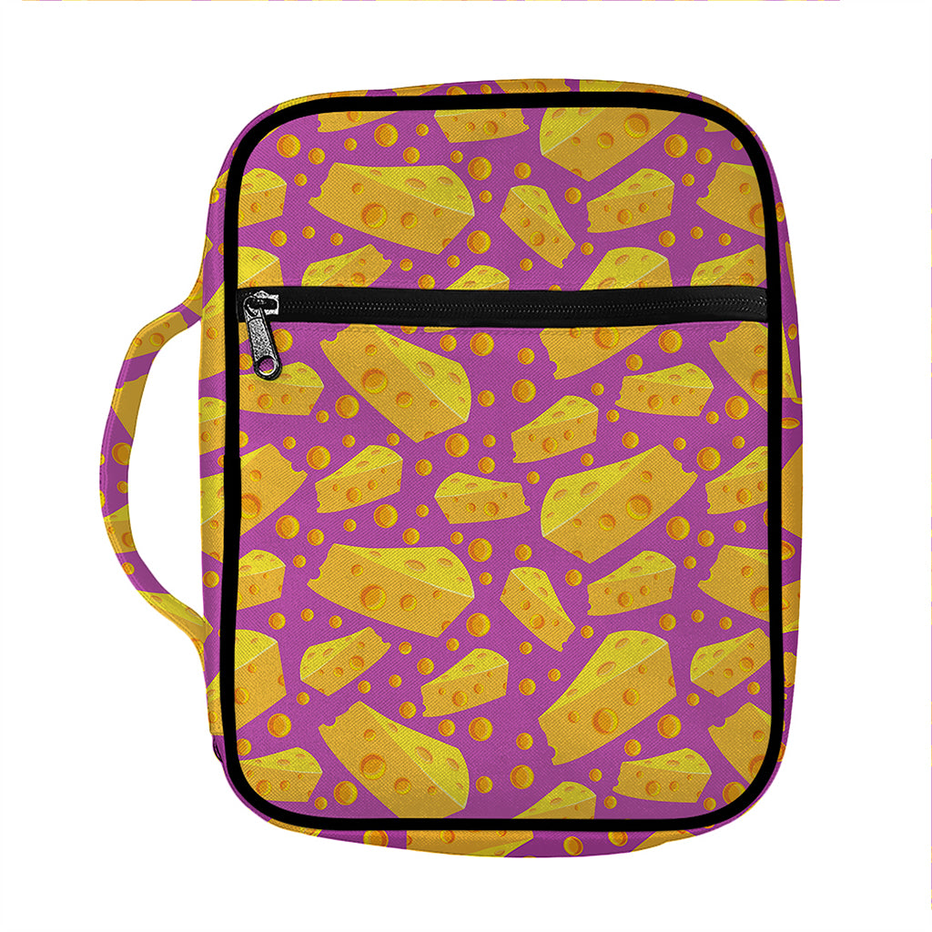 Purple Cheese And Holes Pattern Print Front Pocket Bible Bag