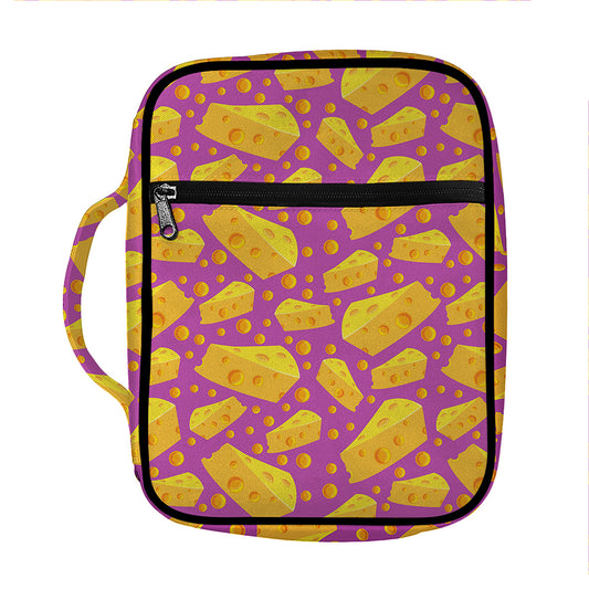Purple Cheese And Holes Pattern Print Front Pocket Bible Bag