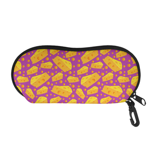 Purple Cheese And Holes Pattern Print Glasses Case