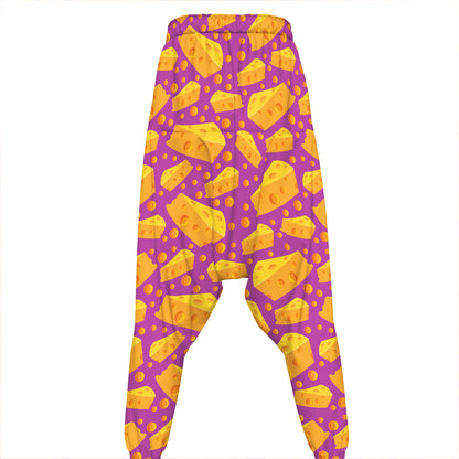 Purple Cheese And Holes Pattern Print Hammer Pants