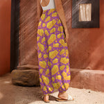 Purple Cheese And Holes Pattern Print Harem Pants