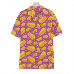 Purple Cheese And Holes Pattern Print Hawaiian Shirt