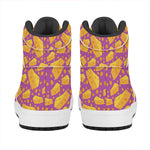 Purple Cheese And Holes Pattern Print High Top Leather Sneakers