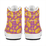 Purple Cheese And Holes Pattern Print High Top Leather Sneakers