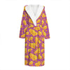 Purple Cheese And Holes Pattern Print Hooded Bathrobe