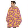 Purple Cheese And Holes Pattern Print Hoodie Blanket