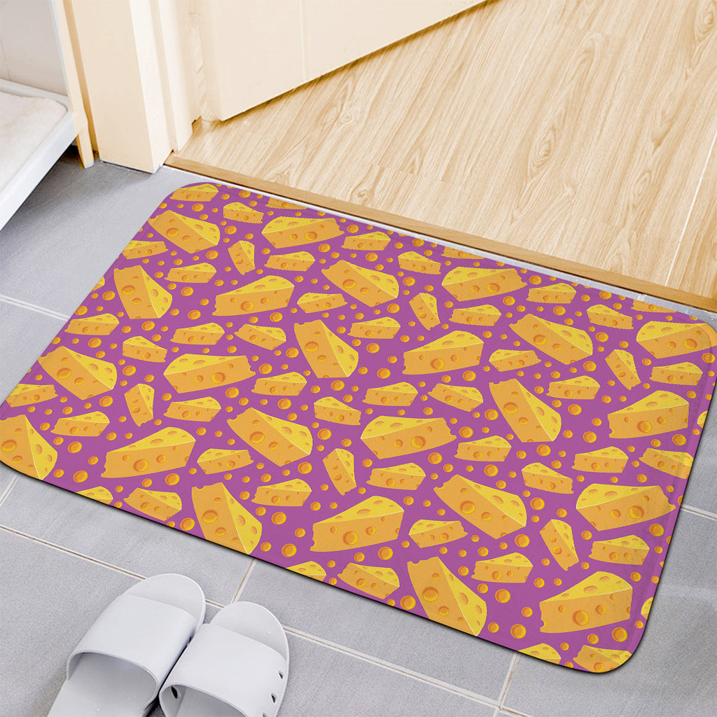 Purple Cheese And Holes Pattern Print Indoor Door Mat