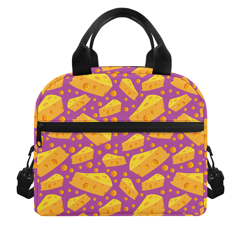 Purple Cheese And Holes Pattern Print Insulated Lunch Bag