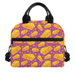 Purple Cheese And Holes Pattern Print Insulated Lunch Bag