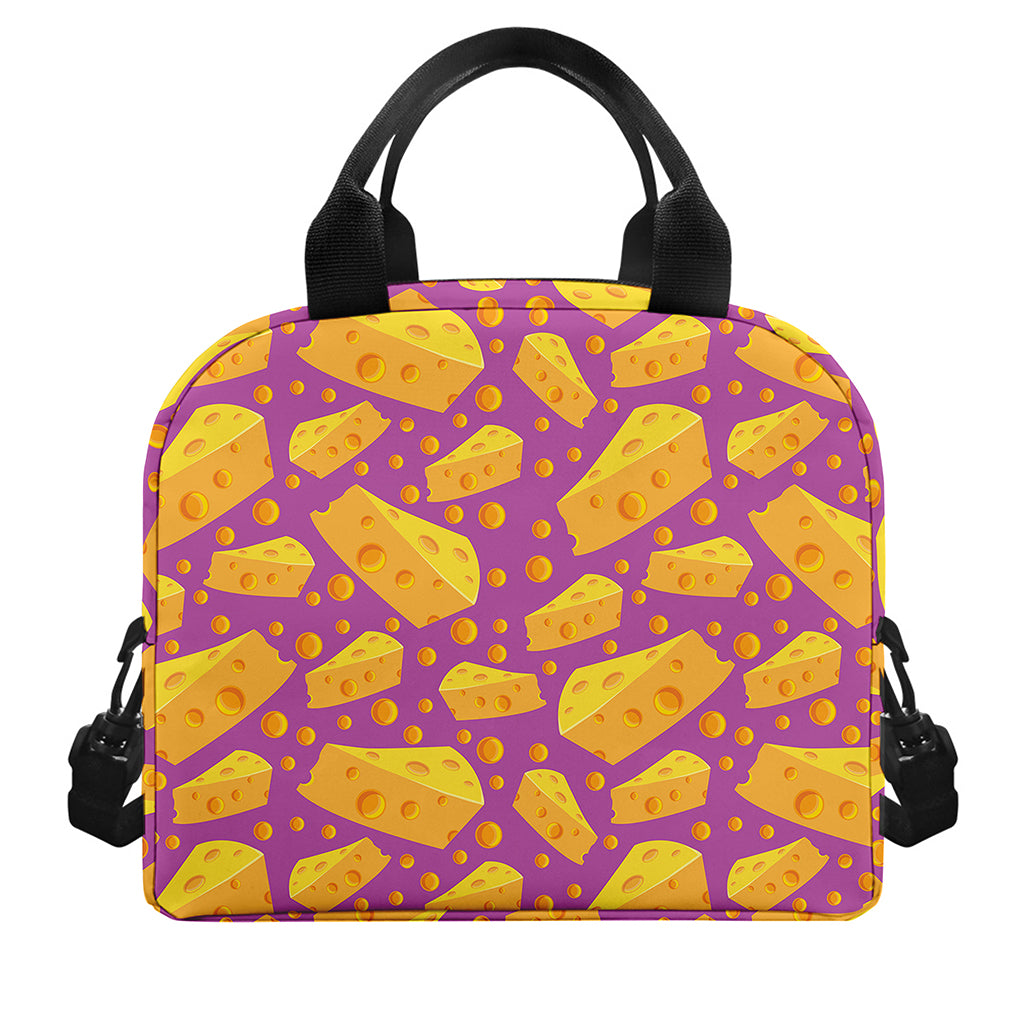 Purple Cheese And Holes Pattern Print Insulated Lunch Bag