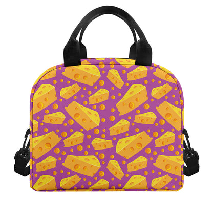 Purple Cheese And Holes Pattern Print Insulated Lunch Bag