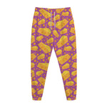 Purple Cheese And Holes Pattern Print Jogger Pants