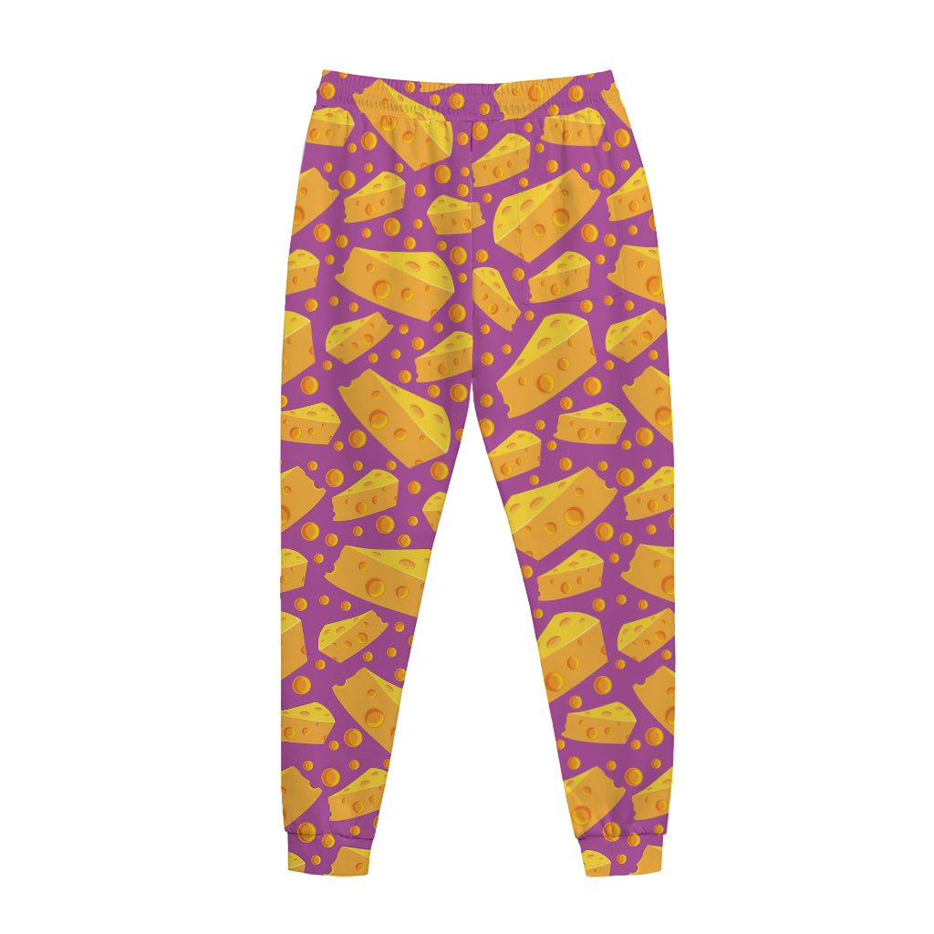 Purple Cheese And Holes Pattern Print Jogger Pants