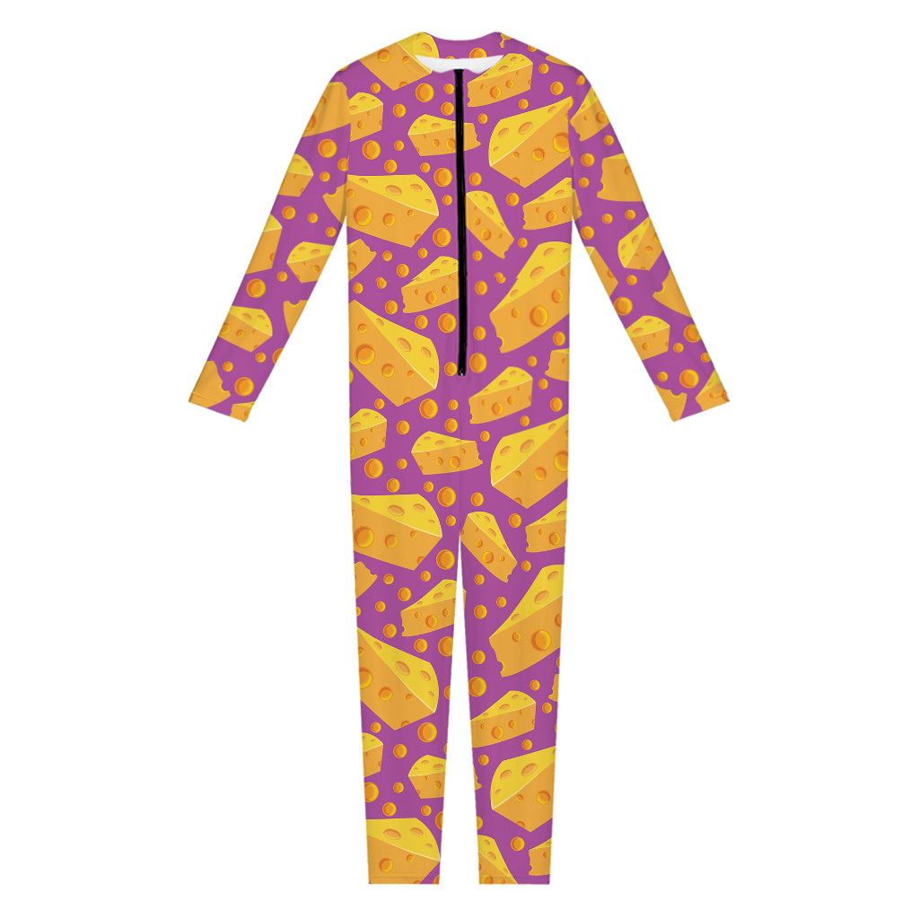 Purple Cheese And Holes Pattern Print Jumpsuit