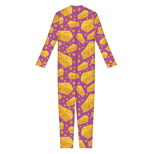 Purple Cheese And Holes Pattern Print Jumpsuit