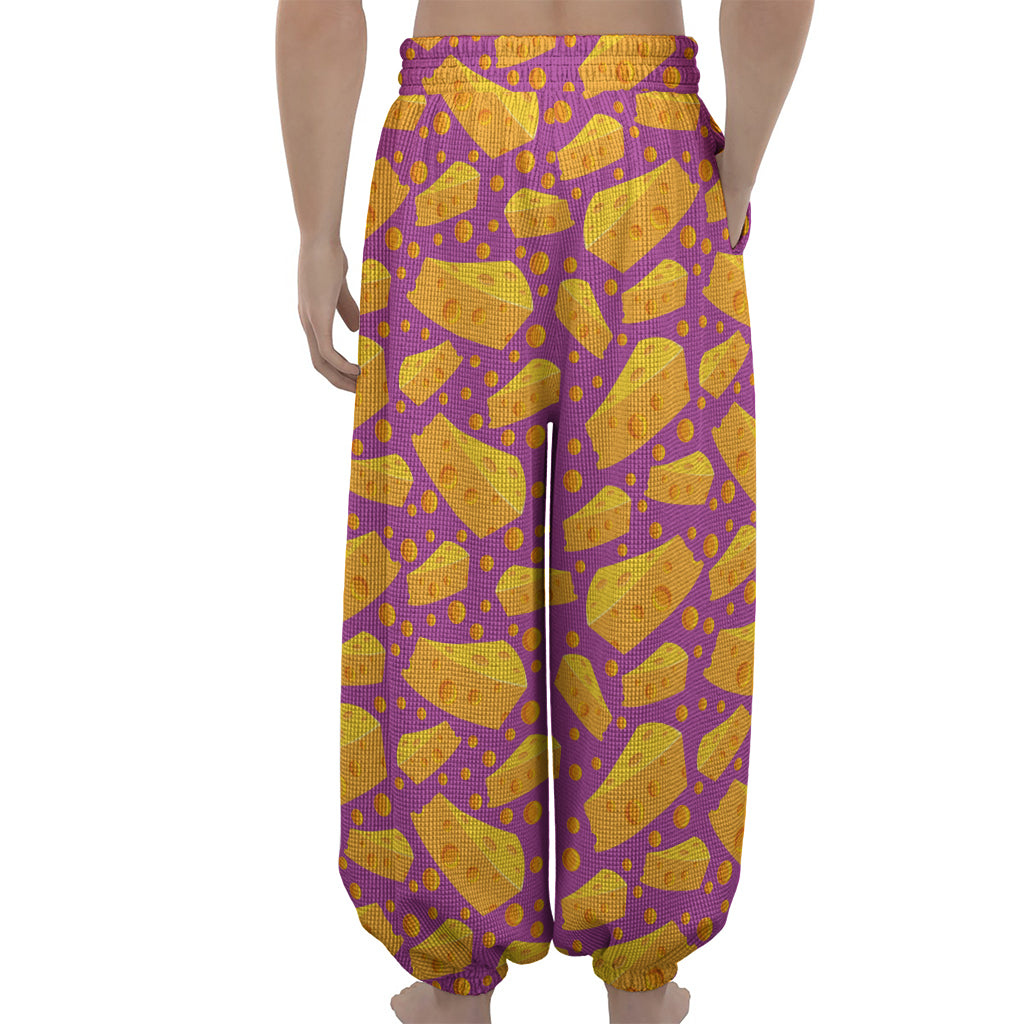 Purple Cheese And Holes Pattern Print Lantern Pants