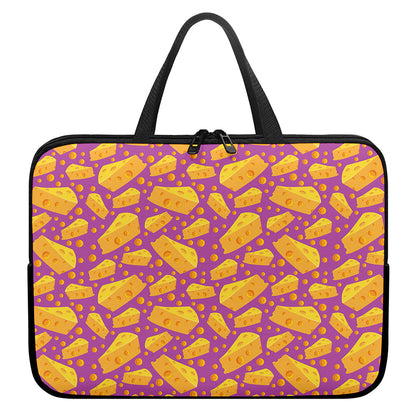 Purple Cheese And Holes Pattern Print Laptop Sleeve With Handle