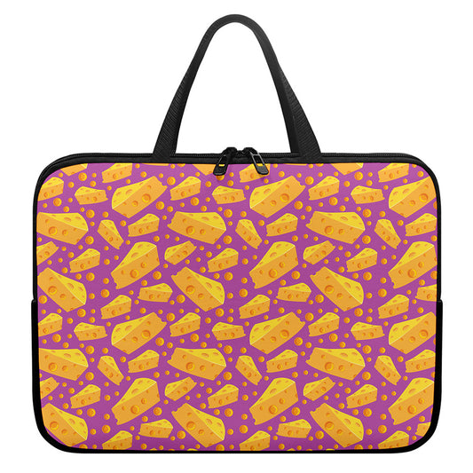 Purple Cheese And Holes Pattern Print Laptop Sleeve With Handle