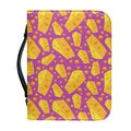 Purple Cheese And Holes Pattern Print Leather Bible Cover