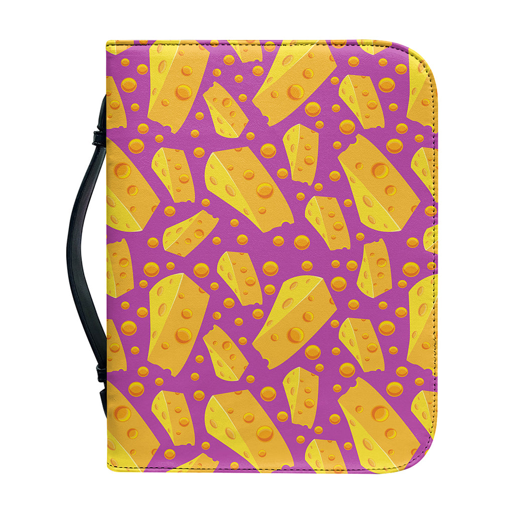 Purple Cheese And Holes Pattern Print Leather Bible Cover