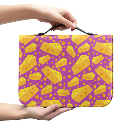 Purple Cheese And Holes Pattern Print Leather Bible Cover