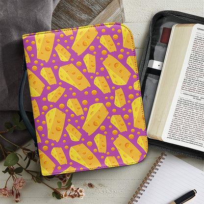 Purple Cheese And Holes Pattern Print Leather Bible Cover
