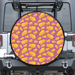 Purple Cheese And Holes Pattern Print Leather Spare Tire Cover
