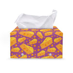 Purple Cheese And Holes Pattern Print Leather Tissue Box Cover