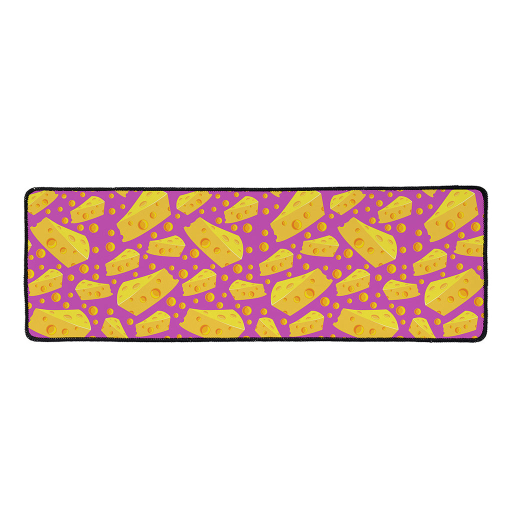 Purple Cheese And Holes Pattern Print Long Kitchen Mat