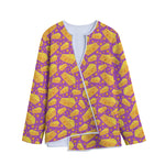 Purple Cheese And Holes Pattern Print Long Sleeve Short Coat