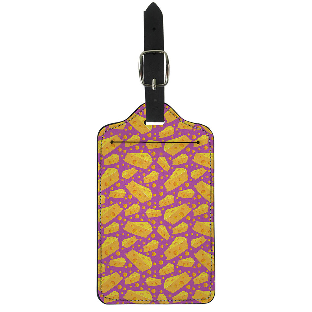 Purple Cheese And Holes Pattern Print Luggage Tag